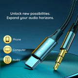 Adaptor, Techsuit Premium Cable Fusexound Ac11 Type-C to 3 5mm Jack Hi Fi Quality DAC Chip PVC 0 5m Koff A3d2de, Gri