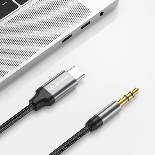 Adaptor, Techsuit Premium Cable Fusexound Ac11 Type-C to 3 5mm Jack Hi Fi Quality DAC Chip PVC 0 5m Koff A3d2de, Gri
