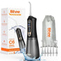 Bitvae Water Flosser (C6), Larger 300ml Size, cu 6 Jet Tips, 3 Modes, 5 Intensities, reincarcabil, Black / Auriu