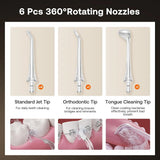 Bitvae Water Flosser (C6), Larger 300ml Size, cu 6 Jet Tips, 3 Modes, 5 Intensities, reincarcabil, Black / Auriu