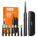 Periuta de dinti electrica Bitvae dinti electrica (E11), Ultrasonic, 8 Heads, Travel Case, Alb/Clean/Sensitive/Polish/Massage Modes, negru