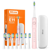 Periuta de dinti electrica Bitvae dinti electrica (E11), Ultrasonic, 8 Heads, Travel Case, Alb/Clean/Sensitive/Polish/Massage Modes, negru