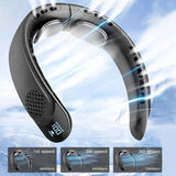 Techsuit Neck Fan (S8), portabil, cu afisaj digital, 3 Wind Speeds, 4000mAh, 7300RPM, Alb