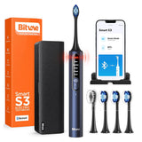 Periuta de dinti electrica Bitvae dinti electrica (BVS3 Smart), Sonic, 4 Heads cu Cover, Case, 5Modes, Timer, Pressure Sensor, App, albastru inchis