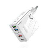 Incarcator retea Techsuit Premium PentaXPower (CHC1), 3x USB, 2x Type-C PD 25W, 65W, GaN, Incarcare rapida, alb