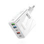 Incarcator retea Techsuit Premium PentaXPower (CHC1), 3x USB, 2x Type-C PD 25W, 65W, GaN, Incarcare rapida, alb
