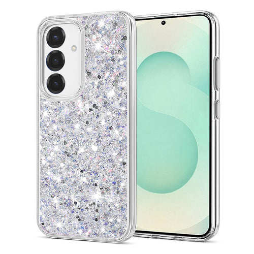 Husa pentru Samsung Galaxy S25 Plus, Techsuit Sparkly Glitter, alb