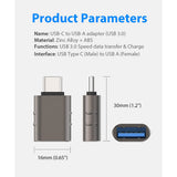 Adaptor Techsuit Premium OTG Adapter Slatevolt (A10), USB 3.0 to Type-C, 5Gbps, 3A, Zinc Alloy