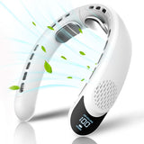 Techsuit Neck Fan (S8), portabil, cu afisaj digital, 3 Wind Speeds, 4000mAh, 7300RPM, Alb