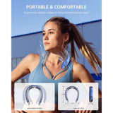 Techsuit Neck Fan (S8), portabil, cu afisaj digital, 3 Wind Speeds, 4000mAh, 7300RPM, Alb