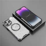 Husa pentru iPhone 14 Pro, Techsuit HoneyComb Shield MagSafe, alb