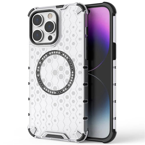 Husa pentru iPhone 14 Pro, Techsuit HoneyComb Shield MagSafe, alb