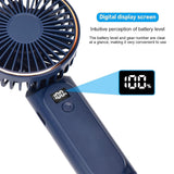 Techsuit Premium Mini Hand Fan (M12), cu LED afisaj digital, USB-C reincarcabil, 6 Wind Speeds, 5000mAh, Alb