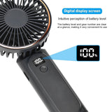 Techsuit Premium Mini Hand Fan (M12), cu LED afisaj digital, USB-C reincarcabil, 6 Wind Speeds, 5000mAh, Alb