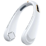 Techsuit Neck Fan (H6), portabil, USB-C, reincarcabil, reglabil, afisaj digital, 1200mAh, Alb