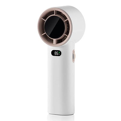 Techsuit Premium Handheld Fan (K38), portabil, reglabil, reincarcabil, afisaj digital, 4000mAh, Alb