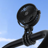 Techsuit Baby Stroller Fan (VP1), portabil, Four Speeds, 360° Flexible Tripod Clip, 4000mAh, Alb