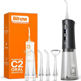 Bitvae Water Flosser (BVC2), cu 5x Standard Nozzels, 1x Tongue Scraper, Soft, NormalPotent Modes, Alb
