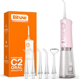 Bitvae Water Flosser (BVC2), cu 5x Standard Nozzels, 1x Tongue Scraper, Soft, NormalPotent Modes, Alb
