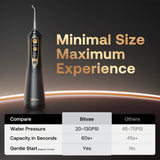 Bitvae Water Flosser (C6), Larger 300ml Size, cu 6 Jet Tips, 3 Modes, 5 Intensities, reincarcabil, Black / Auriu