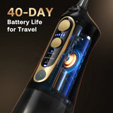Bitvae Water Flosser (C6), Larger 300ml Size, cu 6 Jet Tips, 3 Modes, 5 Intensities, reincarcabil, Black / Auriu