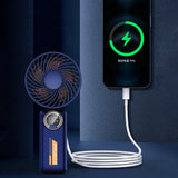 Techsuit Premium Mini Hand Fan (Z8), cu LED afisaj digital, USB-C reincarcabil, 3 Wind Speeds, 2A, 3600mAh, Alb