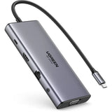 Hub USB UGREEN Docking station CM639 (45520), Type-C to 3x Type-C, 2x USB-A, HDMI, VGA, RJ45, SD/TF Card, Jack 3.5mm, gri