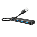 Hub USB UGREEN CM219 (25851), USB3.0 Male to 4x USB-A, 5Gbps, Indicator Light, 0.15m, negru