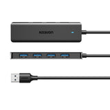 Hub USB UGREEN CM219 (25851), USB3.0 Male to 4x USB-A, 5Gbps, Indicator Light, 0.15m, negru