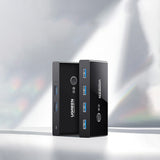 Hub USB UGREEN Docking station Sharing Switch Box US216 (30768), 4x USB-A, 2x USB Cable, Plug & Play, LED, 5Gb/s, 1.5m, negru