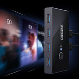 Hub USB UGREEN Docking station Sharing Switch Box US216 (30768), 4x USB-A, 2x USB Cable, Plug & Play, LED, 5Gb/s, 1.5m, negru