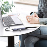 Hub USB UGREEN Docking station CM418 (10919), Type-C to 2x USB3.0, HDMI 4K@60Hz, RJ45 Gigabit, Type-C PD100W, 5Gbps, gri