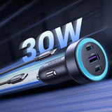 Incarcator auto UGREEN EC307 (45843), USB, 2x Type-C, 30W, Incarcare rapida, QC3.0, 22.5W, negru