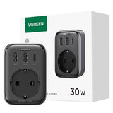 Incarcator retea UGREEN CD314 (90613), Outlet Extender, Incarcare rapida, 2x USB, Type-C, AC, 3680W, 13A, PD30W, 3A, QC4+, negru