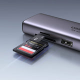 Hub USB UGREEN Docking station CM512 (60515), Type-C to 2x USB, HDMI 4K, Type-C 100W, Ethernet 1Gbps, Card Reader SD, 0.2m, negru