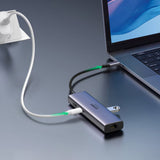 Hub USB UGREEN Docking station CM512 (60515), Type-C to 2x USB, HDMI 4K, Type-C 100W, Ethernet 1Gbps, Card Reader SD, 0.2m, negru