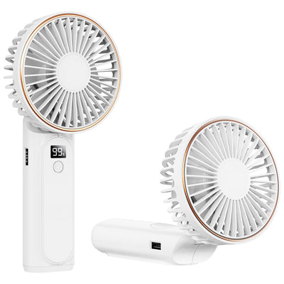 Techsuit Premium Mini Hand Fan (M12), cu LED afisaj digital, USB-C reincarcabil, 6 Wind Speeds, 5000mAh, Alb