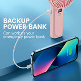 Techsuit Premium Mini Hand Fan (M12), cu LED afisaj digital, USB-C reincarcabil, 6 Wind Speeds, 5000mAh, Alb