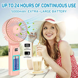 Techsuit Premium Mini Hand Fan (M12), cu LED afisaj digital, USB-C reincarcabil, 6 Wind Speeds, 5000mAh, Alb