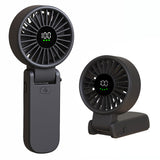 Techsuit Premium Mini Hand Fan (A10), cu LED afisaj digital, USB-C reincarcabil, 100 Wind Speeds, 5400RPM, Negru
