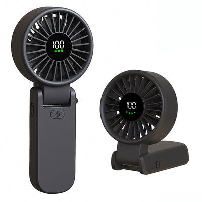 Techsuit Premium Mini Hand Fan (A10), cu LED afisaj digital, USB-C reincarcabil, 100 Wind Speeds, 5400RPM, Negru