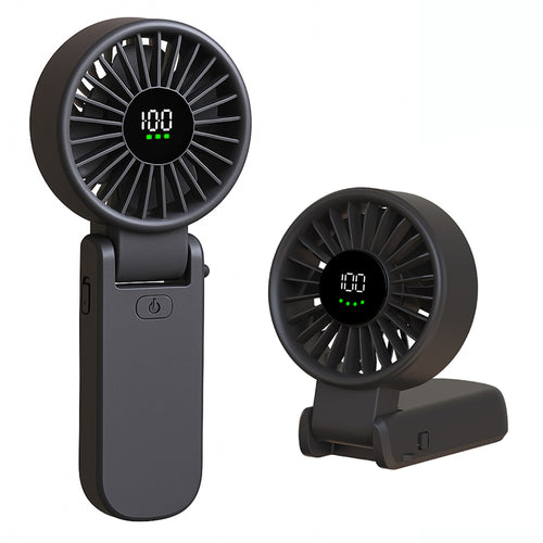 Techsuit Premium Mini Hand Fan (A10), cu LED afisaj digital, USB-C reincarcabil, 100 Wind Speeds, 5400RPM, Negru