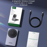 Incarcator wireless UGREEN W528 (45056), 2in1, MagSafe, pentru iPhone, AirPods, Compact Pliabil Design, 15W, 3A, negru