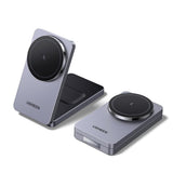 Incarcator wireless UGREEN W528 (45056), 2in1, MagSafe, pentru iPhone, AirPods, Compact Pliabil Design, 15W, 3A, negru