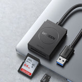 Cititor de carduri UGREEN Card Reader CR127 (20250), pentru Windows, MacOS, Linux, USB 3.0, TF/SD Card Slot, Plug & Play, 5Gbps, 15cm, negru