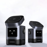 Incarcator wireless UGREEN W709 (45775), 2in1, cu Smart Display, Funny Emoji, pentru iPhone, AirPods, USB-C, 25W, negru