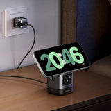 Incarcator wireless UGREEN W709 (45775), 2in1, cu Smart Display, Funny Emoji, pentru iPhone, AirPods, USB-C, 25W, negru