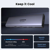 Hub USB UGREEN Docking station CM511 (35999), Type-C to 2x USB3.2, 1x HDMI 4K@60Hz, 3x Type-C, PD100W, 10Gbps, gri