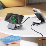 Incarcator wireless UGREEN W706 (45023), MagSafe, 2in1, pentru iPhone, AirPods, USB-C Cable, 20W, 3A, Qi2, MPP, 1m, gri