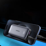 Baterie externa UGREEN PB502 (25185), Incarcare rapida, cu Afisaj digital, 10000mAh, USB, Type-C, 30W, 5V/3A, gri